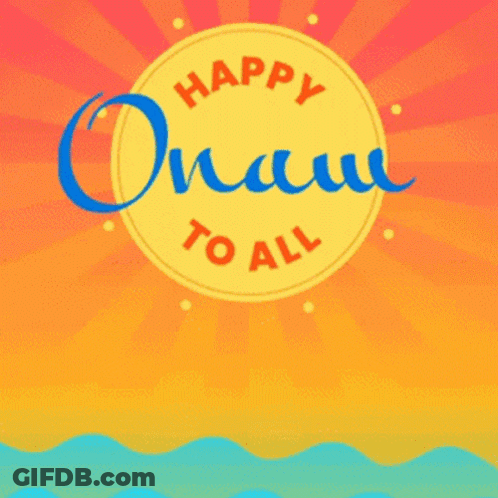 A Poster That Says Happy Onam To All With Boats In The Background GIF