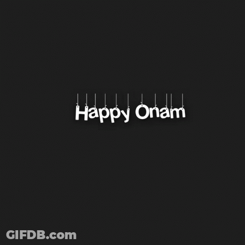A Poster That Says Happy Onam With A Cartoon Of People Dancing GIF