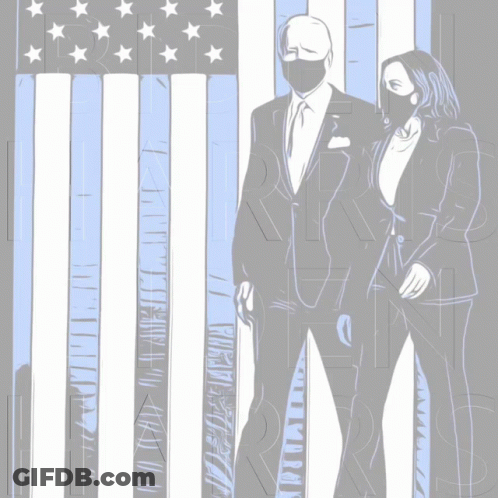 A Poster That Says Harris On It With A Man And Woman GIF
