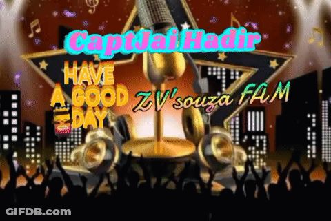 A Poster That Says Have A Good Day With A Microphone GIF