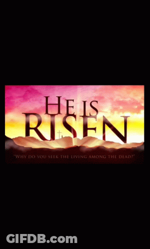 A Poster That Says He Is Risen With A Cross In The Desert GIF