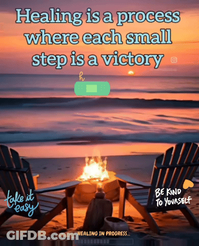 A Poster That Says Healing Is A Process Where Each Small Step Is A Victory On The Beach GIF