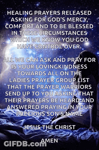 A Poster That Says ' Healing Prayers Released Asking For God 'S Mercy ' On It GIF