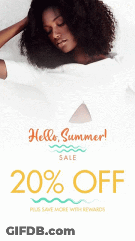 A Poster That Says Hello Summer Sale And 20 % Off GIF