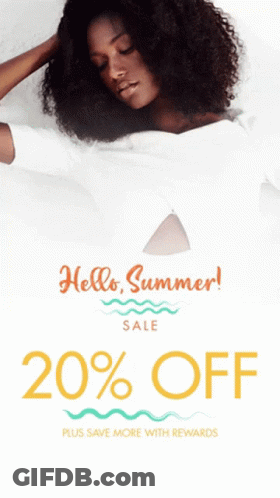 A Poster That Says Hello Summer Sale And 20 % Off GIF