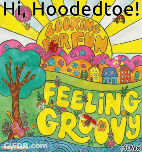 A Poster That Says Hi Hoodedtoe Feeling Groovy GIF