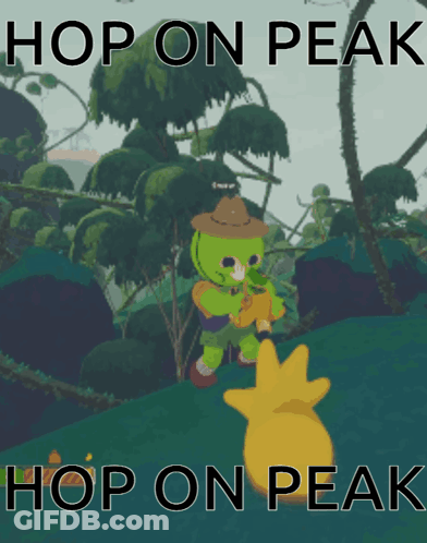 A Poster That Says Hop On Peak On The Top GIF