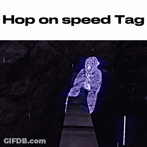 A Poster That Says Hop On Speed Tag With A Purple Object In The Background GIF