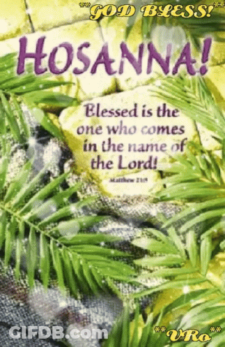 A Poster That Says Hosanna Blessed Is The One Who Comes In The Name Of The Lord ! GIF