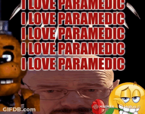 A Poster That Says I Love Paramedic With A Smiley Face In The Corner GIF