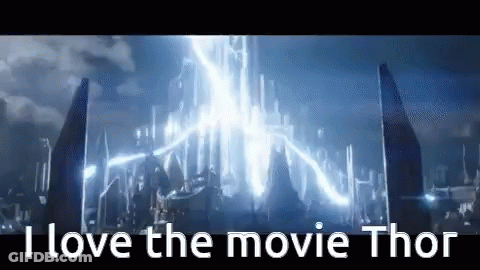 I Love Thor Movie Poster With City Background GIF