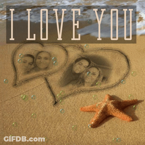 A Poster That Says I Love You With A Starfish In The Foreground GIF