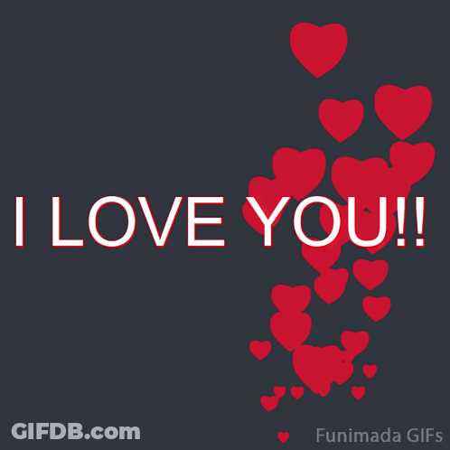 A Poster That Says I Love You With Red Hearts On It GIF