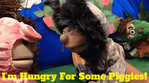A Poster That Says I 'M Hungry For Some Piggies On It GIF