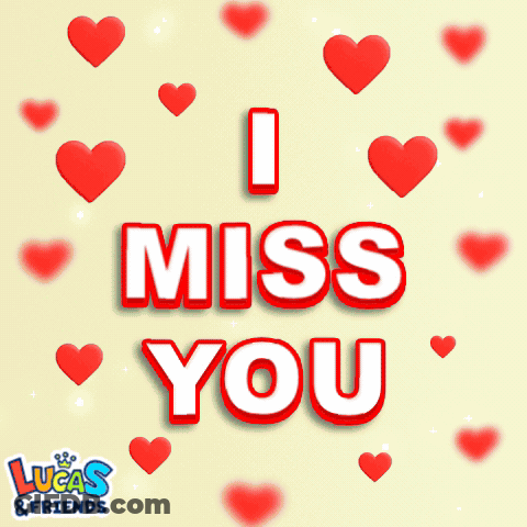 A Poster That Says I Miss You With Hearts Around It GIF
