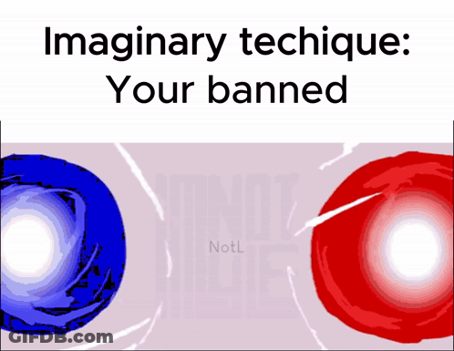 A Poster That Says Imaginary Technique Your Banned On It GIF