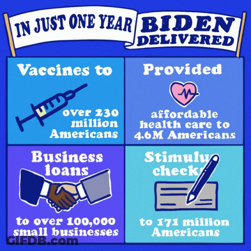 Biden Delivered Vaccines And Business Loans In One Year GIF