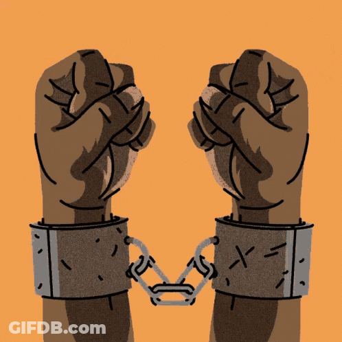 A Poster That Says " Is Free " With A Fist In The Foreground GIF