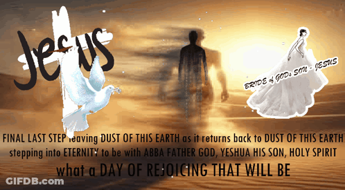A Poster That Says Jesus On It With A Bride And Groom GIF