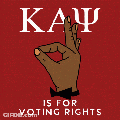 A Poster That Says Kacp Is For Voting Rights With A Hand GIF