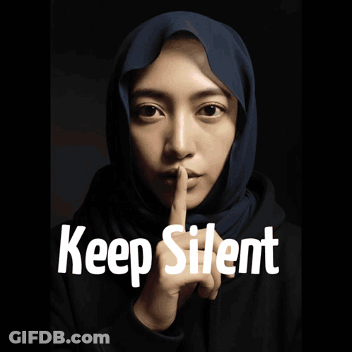 A Poster That Says " Keep Silent " With A Blue Light Behind It GIF