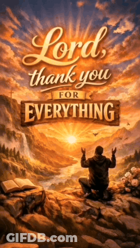 A Poster That Says Lord Thank You For Everything With A Man Praying GIF