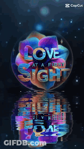 A Poster That Says Love At A First Sight On It GIF