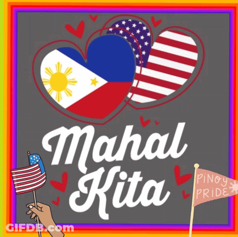 A Poster That Says Mahal Kita With Two Hearts GIF