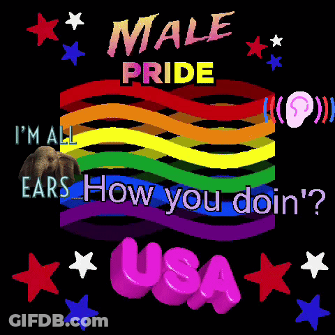 A Poster That Says Male Pride I 'M All Ears How You Doin ? GIF