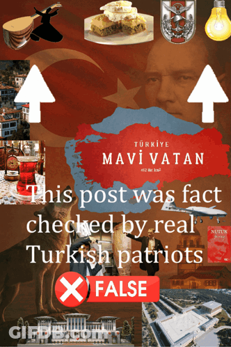 A Poster That Says ' Mavi Vatan This Post Was Fact Checked By Real Turkish Patriots False ' GIF