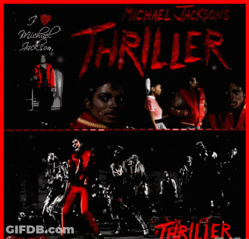 A Poster That Says Michael Jackson Thriller Halloween GIF