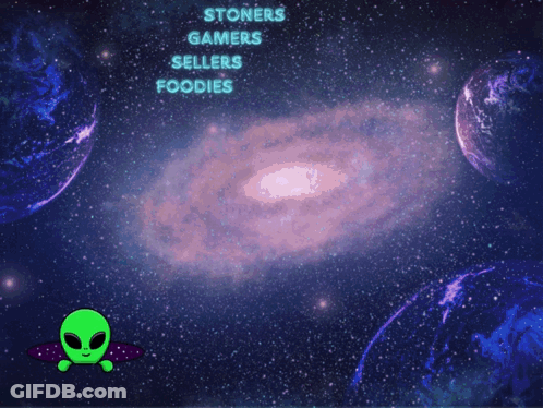 A Poster That Says Naked Nebula Stoner Gamers Sellers Foodies And Engage Thrusters GIF