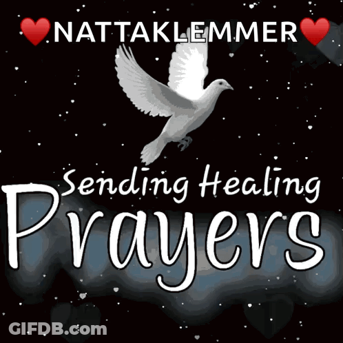A Poster That Says Nattaklemmer Sending Healing Prayers With A Dove GIF