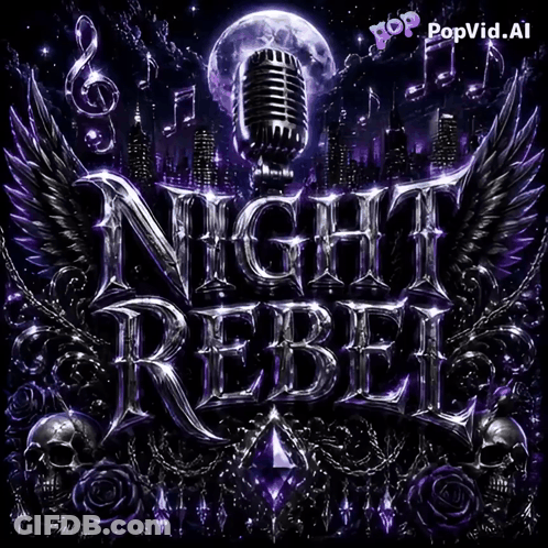 A Poster That Says Night Rebel With A Microphone In The Background GIF