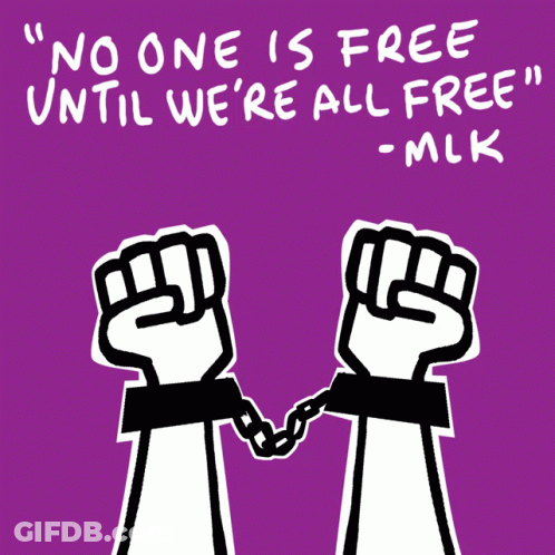 A Poster That Says " No One Is Free Until We 'Re All Free " By Mlk GIF