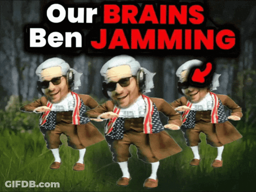 A Poster That Says Our Brains Ben Jamming With Cartoon Characters GIF
