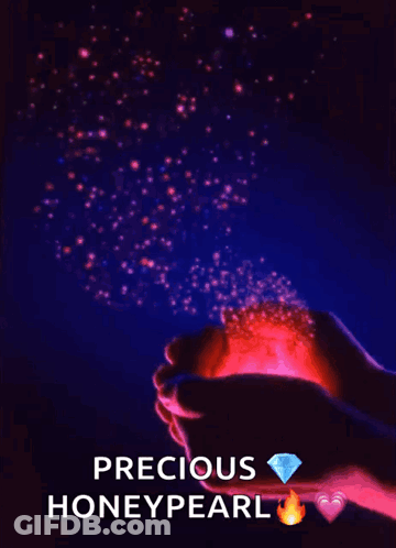 A Poster That Says Precious Honeypearl With A Person Holding A Diamond GIF