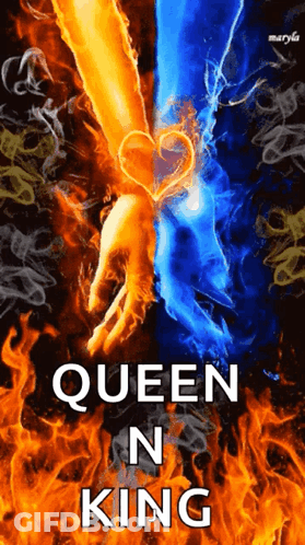 A Poster That Says Queen N King With A Heart In The Middle GIF