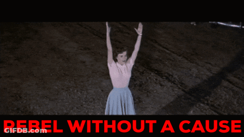 A Poster That Says Rebel Without A Cause With A Stormy Sky GIF