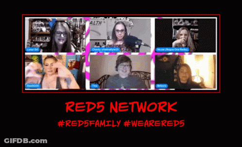 A Poster That Says Red5 Network #Red5family #Wearered5 On It GIF