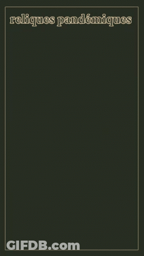 A Poster That Says Reliques Pandemiques In Orange GIF