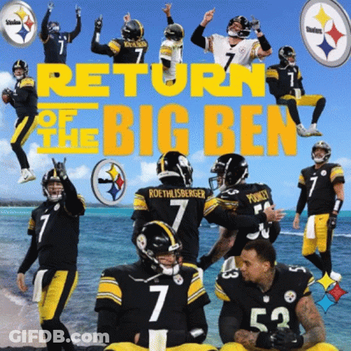 A Poster That Says Return The Big Ben With A Bunch Of Football Players GIF