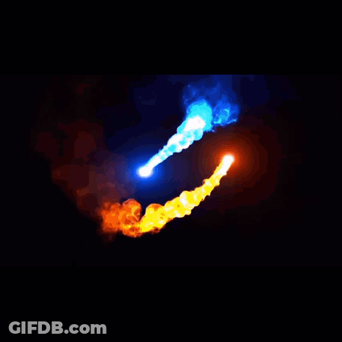A Poster That Says Search My Tracks In With A Blue And Red Fire GIF