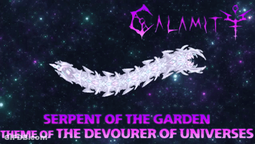 A Poster That Says Serpent Of The Garden The Devourer Of Universes GIF