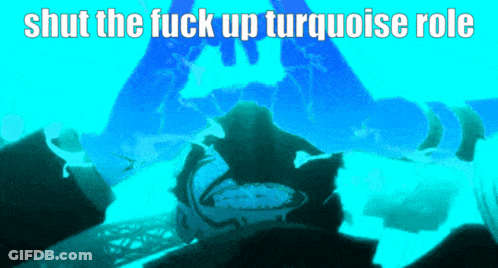 A Poster That Says Shut The Fuck Up Turquoise Role On It GIF