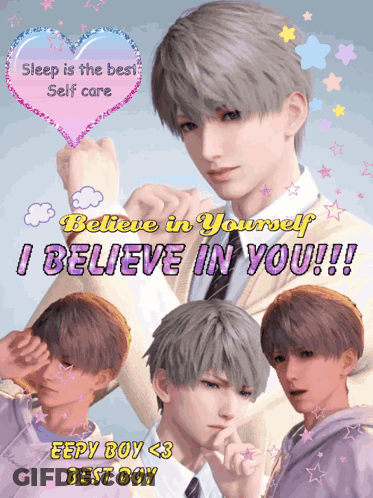 A Poster That Says Sleep Is The Best Self Care Believe In Yourself I Believe In You GIF
