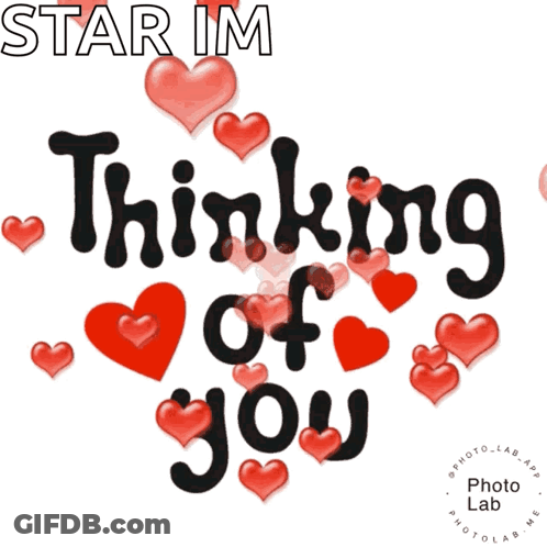 A Poster That Says Star Im Thinking Of You With Red Hearts GIF