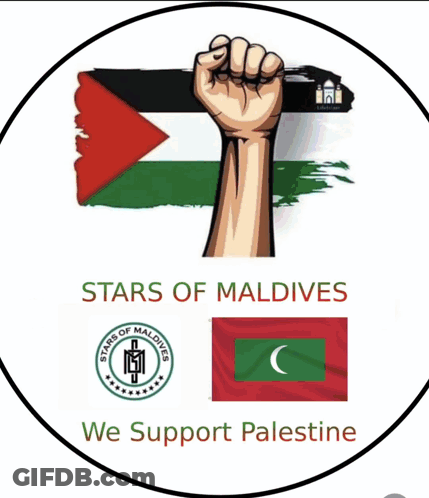 A Poster That Says " Stars Of Maldives " And " We Support Palestine " GIF