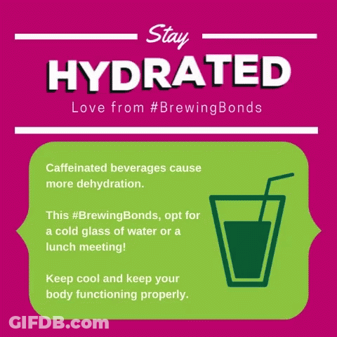 A Poster That Says Stay Hydrated With A Picture Of A Glass Of Water GIF