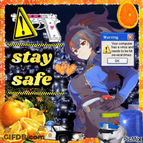 A Poster That Says Stay Safe With A Police Officer GIF